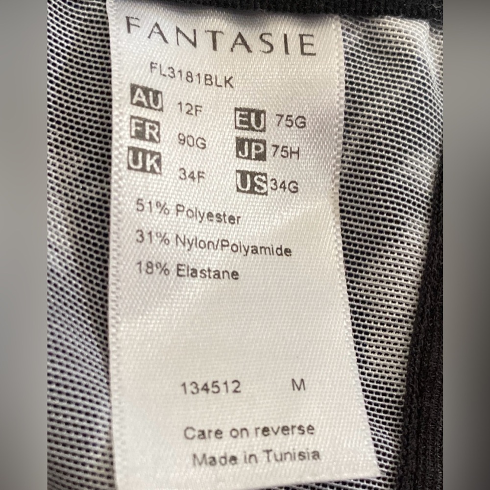 Fantasie BLK/WHT Unlined Underwire, 34G - Picture 6 of 6